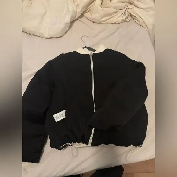 Maje beladone reversible bomber Jacket black/cream NWT SIZE 40- us 8 - Picture 6 of 12